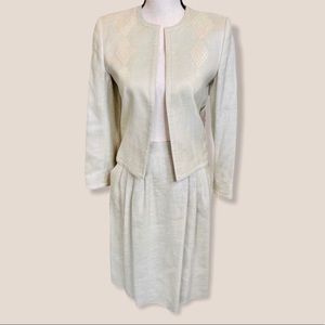 Vintage Louis Feraud Matching Skirt Set Ecru Tan 4